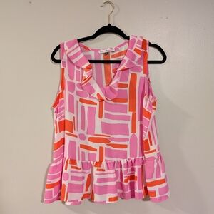 Michelle Mcdowell Britton All Squared Away Ruffle Top Sz Small